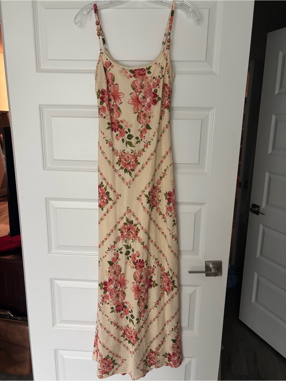 Sincerely Jules Cream Maxi Dress with Pink Floral Print